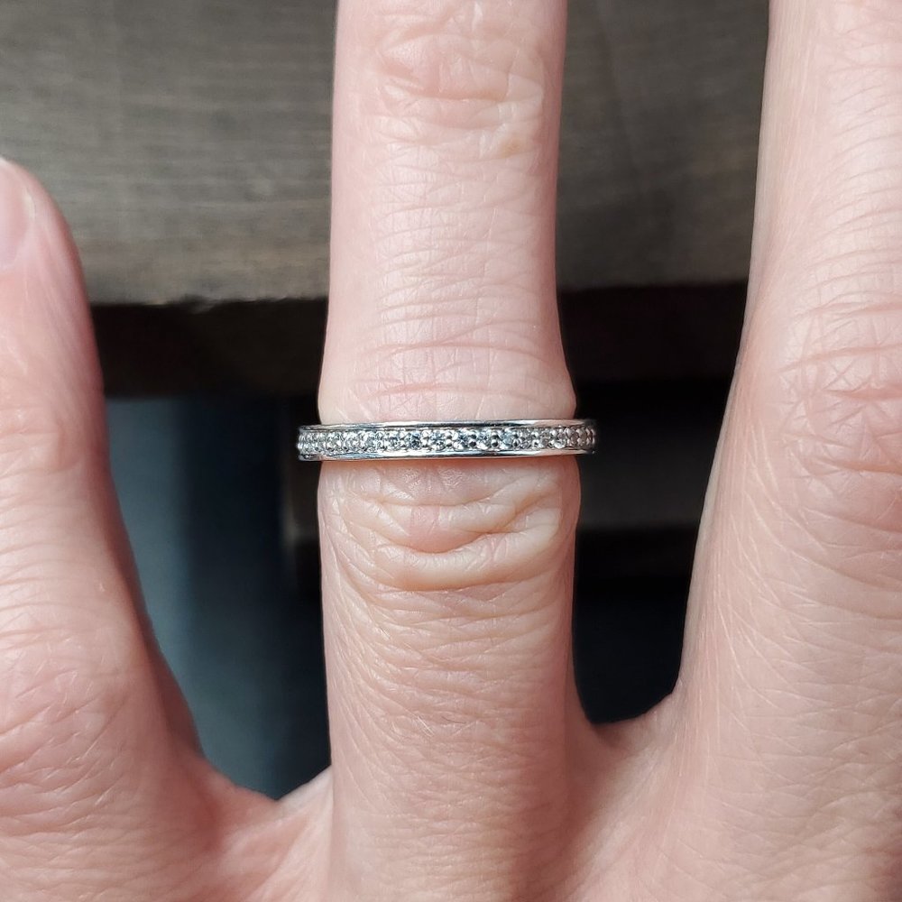 Size 6 Sterling Silver Clear Cubic Zirconia Gemstone Ring